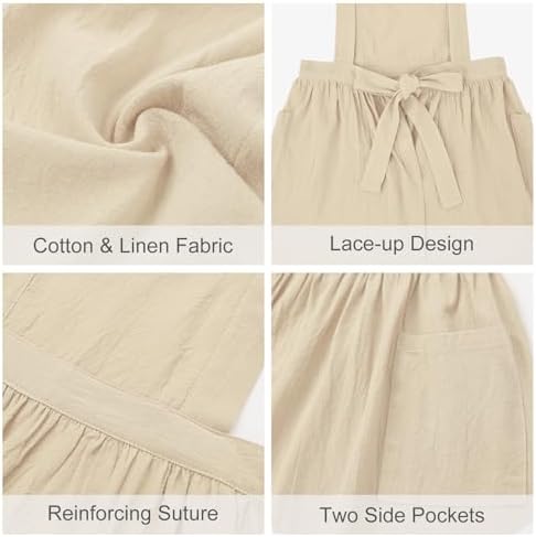 Surblue Kids Retro Aprons Pinafore Apron for Girls Boys Cotton Linen Aprons for Children - Image 3