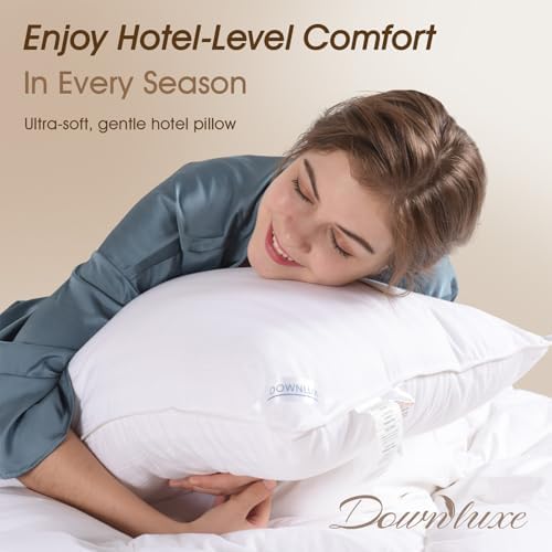 downluxe Queen Size Pillows Set of 4 – Premium Down Alternative Bed Pillows for Back, Side & Stomach Sleepers, White - Image 2