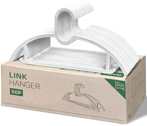 15" Compact Slim & Slimlink Interlocking Clothes Hangers, Space-Saving Lightweight Plastic Hangers for Small Closets, Dorms, Apartments, Travel, RVs & Petite Clothing (White, 50) by IMHOMELIVING