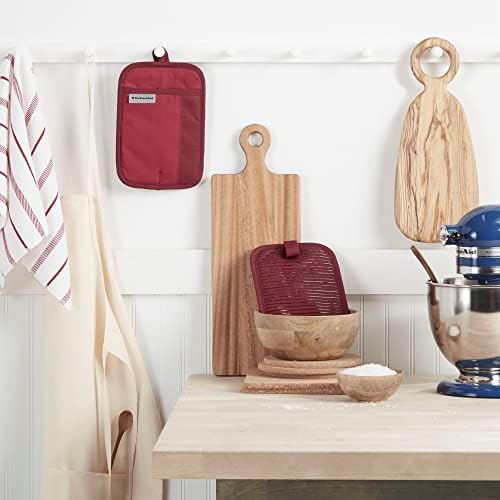 KitchenAid Beacon Two-Tone Non-Slip Pot Holder Set, Passion Red/Bordeaux, 7"x10", 2 Piece - Image 2