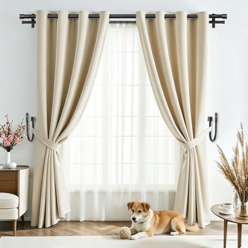 TONIAL Curtain Holdbacks, Calssic Cap Finials, Black(1 Pair/2 Pack), Large - Image 3