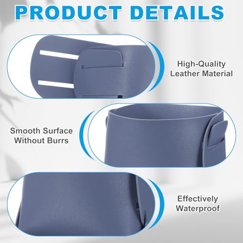 PATIKIL 2Pack Leather Desk Organizer, Leather Pencil Pen Holder Jewelry Valet Tray Hair Accessories Organizer for Bedroom Drawer Office Key Wallet Watch Pen Pencil Glasses, Dark Blue - Image 3