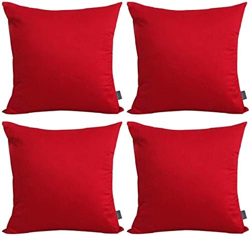 Thmyo 4-Pack 100% Cotton Comfortable Solid Decorative Throw Pillow Case Square Cushion Cover Pillowcase Sublimation Blank Pillow Covers DIY Throw Pillowcase for Couch Sofa Bed(22x22inch/ 55x55cm,Red) by Thmyo