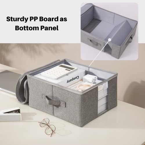 Under Bed Storage with Clear window/ 600D Sturdy Fabric, Underbed Storage Containers Bags for Clothes, Clothing, Blanket, Comforters Organizer (M（13.7x11x7in） for 8-10 T shirts, Light grey) - Image 3