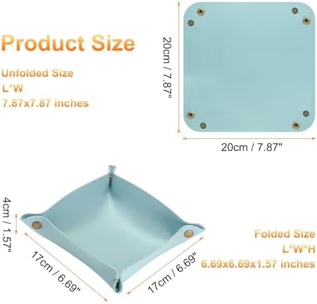 HARFINGTON 2pcs PU Leather Valet Tray Unisex Folding Small Catchall Tray - Image 2