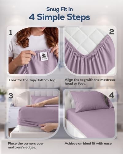 Twin Fitted Sheet, Ultra Soft Fits Up to 15 Inch Deep Pocket, Lavender - Image 4