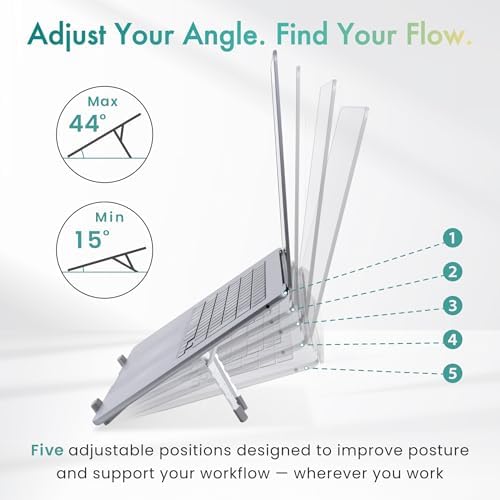 BELLEMOND Adjustable Laptop Stand | Foldable Aluminum Riser | X-Frame Ergonomic Japanese Design | Fits MacBook Pro/Air, Dell, Lenovo & 10–17.3” Laptops | Portable & Lightweight | Space Silver - Image 5