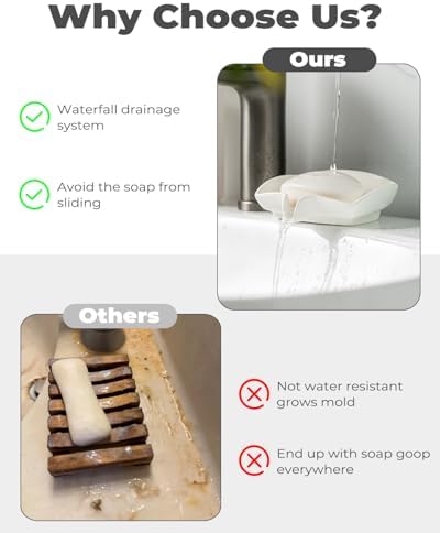 Zoeeker Soap Dish with Waterfall Design, Ceramic Soap Holder for Countertop - Image 5