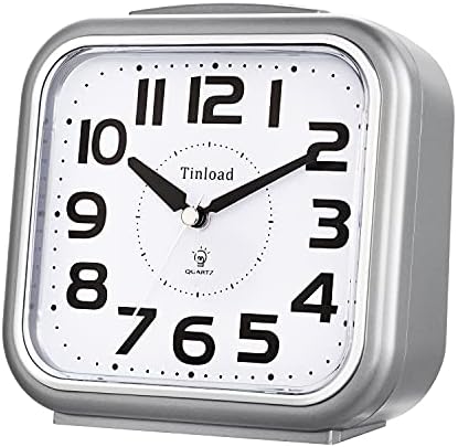 Tinload 5.5" Large Analog Alarm Clock Silent Non Ticking, Gentle Wake, Beep Sounds, Increasing Volume, Battery Operated Snooze and Manual Light, Easy Set - Image 4