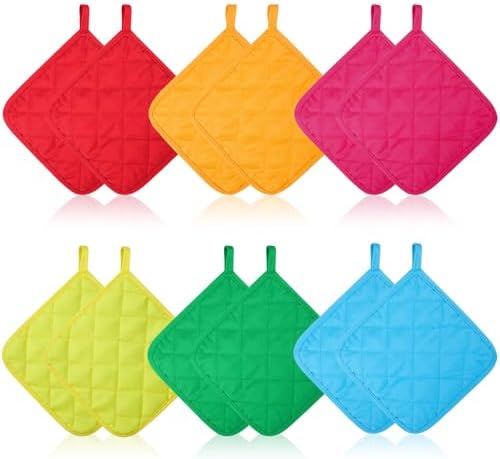 Bokon 12 Pcs Pot Holders Bulk for Kitchen, Multicolor Cotton Hot Pads by Bokon