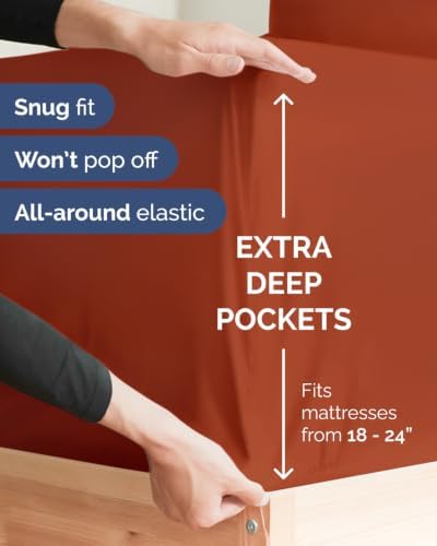 CGK Extra Deep Flex Top Split Head King Fitted Sheet Only - Terracotta - Image 2