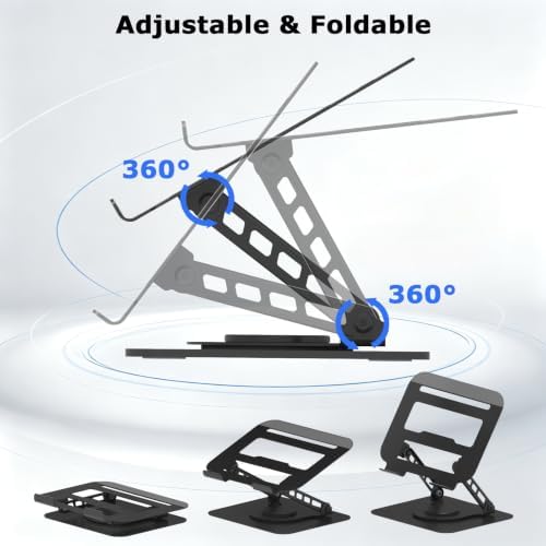 Adjustable Laptop Stand 360°Rotation Computer Riser for Desk, Black - Image 4