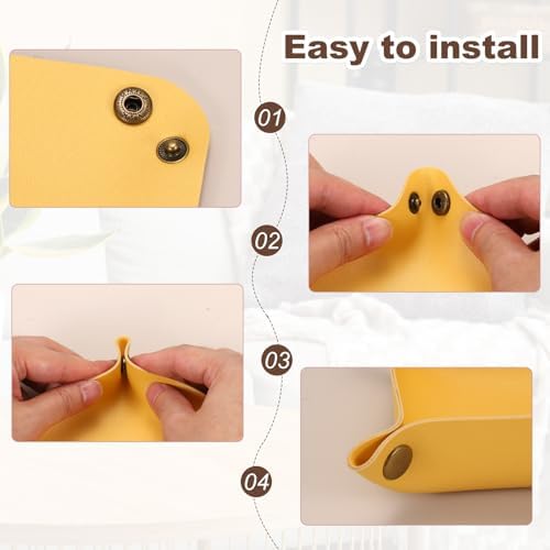 uxcell 2 Pcs Valet Tray for Women and Men, PU Leather Jewelry Tray Entryway Table Bedside Nightstand Catchall Storage Organizer for Jewelry Key Coin Watch Wallet(Square, Yellow) - Image 3