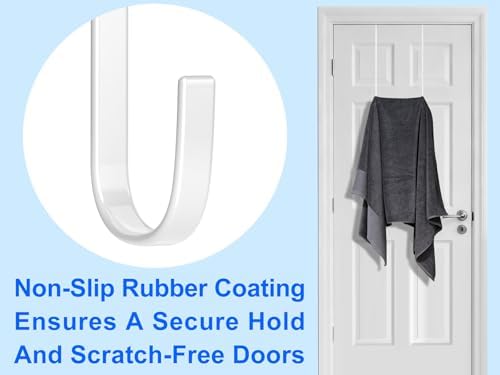 Single Extra Long Over Door Steel Hooks 4 Pack Fit 1-3/8" Door 14.2" White - Image 4