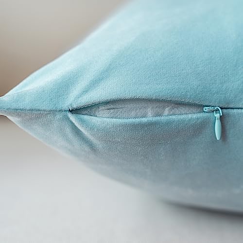 NiNi ALL Babyblue Velvet Throw Pillow Covers 22x22 Pack of 2 Decorative - Image 5