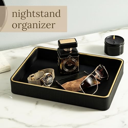 Leather Cologne Organizer Valet Tray for Men| Mens Valet Catch All Tray Key Basket| Leather Organizer Catchall - Image 3
