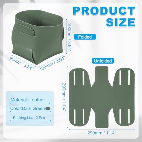 PATIKIL 2Pack Leather Desk Organizer, Leather Pencil Pen Holder Jewelry Valet Tray Hair Accessories Organizer for Bedroom Drawer Office Key Wallet Watch Pen Pencil Glasses, Dark Green - Image 2