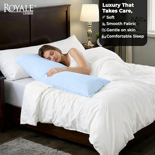 ROYALE LINENS 1800 Body Pillow Cover with Zipper, 20x54 Inches - Lake Blue - Image 3
