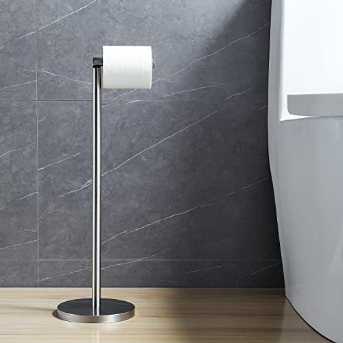 BGL Toilet Paper Holder Standing On Floor, Brushed Nickel, Tissue Holder On Floor with Reserve Storage Paper Rolls, Free-Standing Roll Paper Holder - Image 6