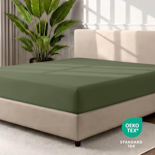 Bare Home Twin Fitted Sheet - 1800 Ultra-Soft (Twin, Cypress) - Image 4