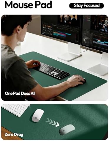 YSAGi Leather Desk Pad Protector, Office Desk Mat, Large Mouse Pad, Non-Slip PU Leather Desk Blotter, Laptop Desk Pad, Waterproof Desk Writing Pad for Office and Home (Seafoam Green, 31.5" x 15.8") - Image 4
