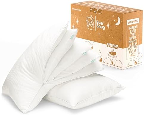 EverSnug Adjustable Layer Luxury Set of 2 Pillows for Side, Front & Back Sleepers, Cooling Hotel Pillows with 3 Layers, Goose Feather Pillow for Sleeping, Neck & Back Support (King) by EverSnug