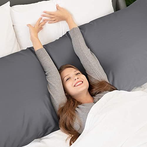 WishSmile Body Cooling Pillowcase Long Pillow Case Breathable Cool Silky Soft Rayon Derived from Bamboo Fabric, Hair and Skin Friendly, Dark Grey, 1 Pack, 20x54IN - Image 6