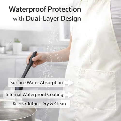2/6/12/24 Pack Waterproof Aprons Bulk with Pockets, Polyester and PVC Coated Chef Aprons for Cooking, Painting, BBQ - Image 3