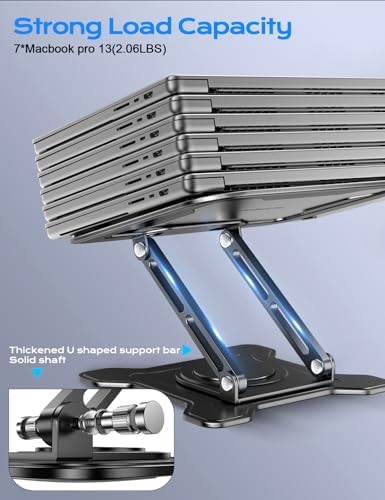 JCZT 360° Rotating Laptop Stand for Desk, Metal Foldable Laptop Riser,Black - Image 5