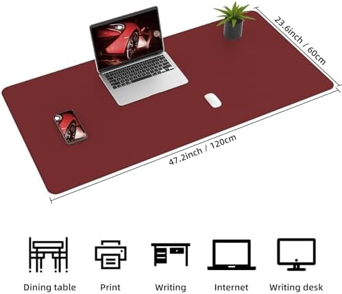 AFIING Cork Desk Mat 47" x 23.6", Dual-Sided Natural Cork & PU Leather Desk Pad, Non-Slip Waterproof Large Mouse Pad for Office, Home & Gaming (Red) - Image 3