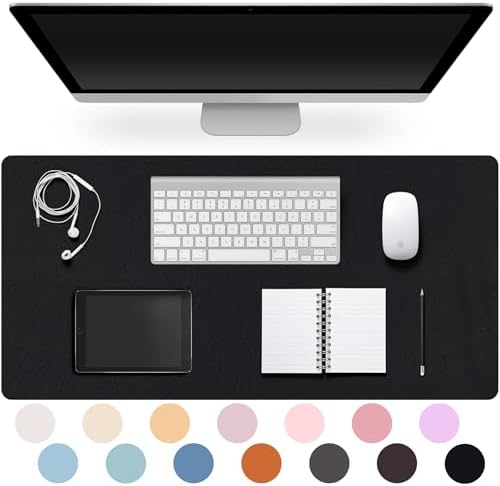 Leather Desk Pad Protector,Non-Slip Desk Pad,on-Slip PU Leather Large Mouse Pad,Easy Clean Desk Protecor Mat,Writing Pad for Office Work/Home/Decor(Black, 31.5" x 15.7") by CADONO