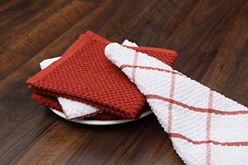 AMOUR INFINI Cotton Kitchen Dish Cloths Set of 8 – Highly Absorbent, Super Soft Premium Terry Cleaning Cloth (12"x12" Inch) Premium Dishcloths for Washing Dishes (Rust) - Image 3