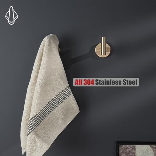 JQK Bathroom Towel Hook Champagne Bronze, Coat Robe Clothes Hook for Bathroom Wall Mounted (Pack of 2), SUS 304 Stainless Steel 0.8mm, TH100-CB-P2 - Image 5