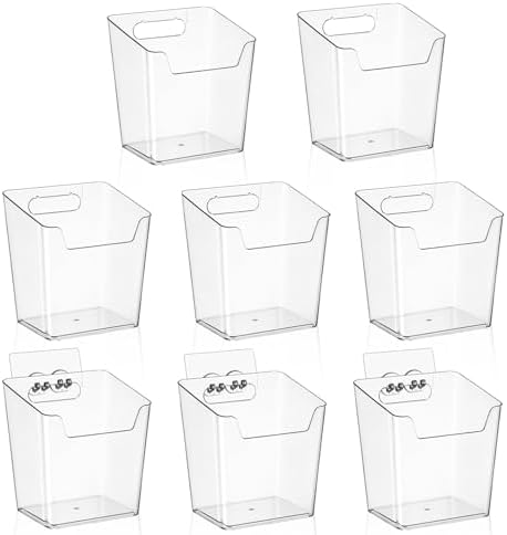 8 Pack Cabinet Door Organizer Adhesive, Compact,Clear Wall Storage Bins(L) by Hiopeak