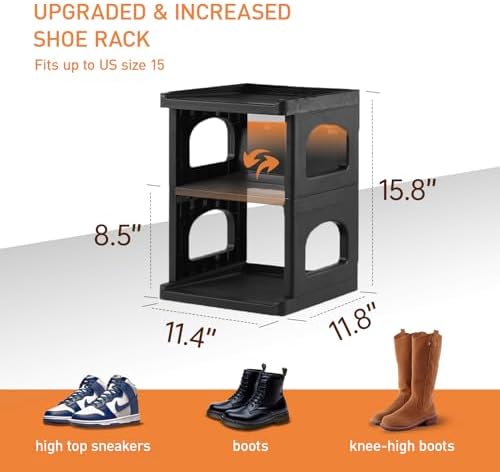 5 Tiers Vertical Shoe Rack for Closet Narrow Shoe Holder Storage Organizer, Plastic Free Standing Shoe Rack Shelf for Entryway Stackable Stability DIY, Black - Image 3