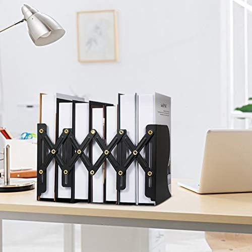 Hossejoy Adjustable Bookends, Heavy Duty Metal Book Ends, Expandable Bookcase Book Holder Stand Shelf Rack for Student Office Book File Organizer Storage, Extends up to 19 inches (Black) - Image 2