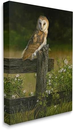 Stupell Industries Barn Owl Fence Woodland, 16 x 20 Inch Canvas Wall Art - Image 2
