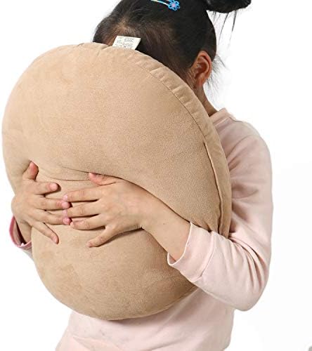 Round Throw Pillow for Kids 18x18 100% Down-Like Polyester Super Soft Filling Decor Cushion Ultra Fluffy Feather-Like Touch Floor Pillow for Couch Bed Sofa Car, Khaki, 1 Piece, 18 Inches - Image 3