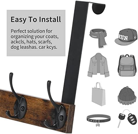 YINMIT Over The Door Hooks, Wooden Door Hanger, Door Hanger Hook, Over The Door Towel Rack, Door Coat Hanger, Door Coat Rack, Door Hooks for Hanging Towels, Clothes, Hats - Image 5