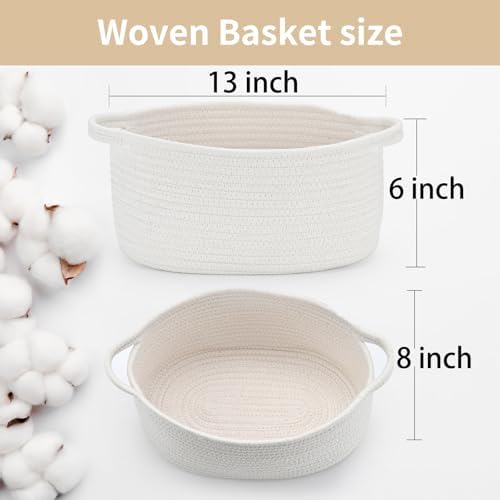 Happyiren Medium Woven Cotton Rope Basket, Empty DIY Gift Basket for Burr - Image 3