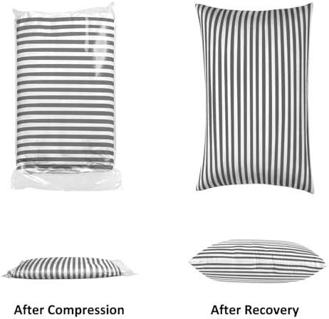 EIUE Bed Pillows for Sleeping 2 Pack Queen Size，Super Soft Down Alternative Microfiber Filled Pillows,Pillows for Side and Back Sleepers,20 x 30 Inches,Striped White Grey - Image 5