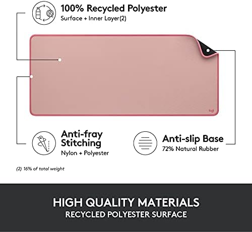Logitech Studio Series Desk Mat Large 28x12 Inches - Rubber - Darker Rose - Image 5