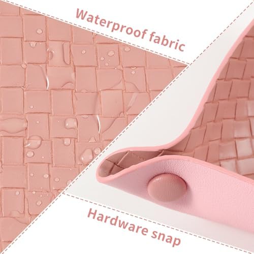 KINIVA 2 Pack PU Leather Jewelry Valet Tray for Men Women,Small Key Bowl for Entryway Table,Portable Travel Catchall Dice Tray (Square-Pink-2pcs) - Image 2
