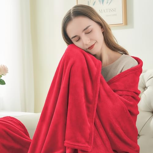 BEDELITE Fleece Blanket Soft Plush Throw for Couch Red 50"x70" - Image 3