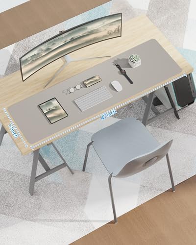 AFIING Leather Desk Pad Protector,Mouse Pad,Office Desk Mat, Non-Slip PU Leather Desk Blotter,Large Desk mat,Waterproof Keyboard mat for Office/Home/Decor (Light Grye,48"" x 17"") - Image 7