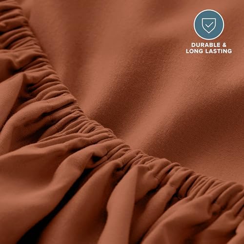 Bare Home King Fitted Sheet - 1800 Ultra-Soft (King, Terracotta) - Image 5