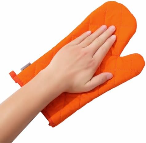 Oven Mitts and Pot Holders 4 pcs Set,High Heat Resistant 500 Degree Extra Thicken Long Kitchen Cotton Oven Glove for Cooking (12 Inch,Orange)… - Image 6