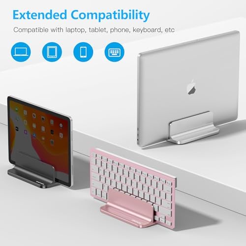 OMOTON Vertical Laptop Stand Holder, Adjustable Dock for MacBook, Silver - Image 5