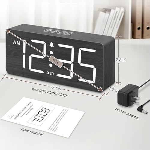 DreamSky Wooden Digital Alarm Clock for Bedroom with Large Numbers - Image 6