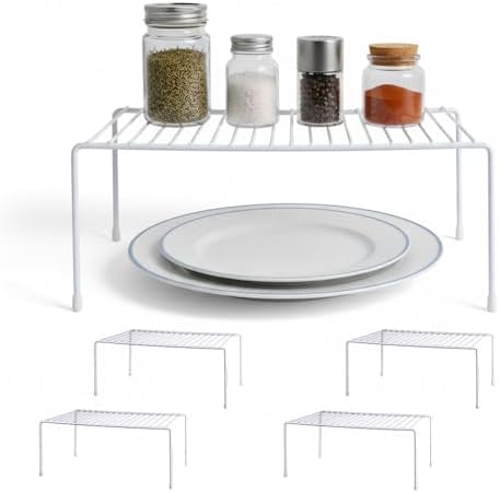 4-Pack Medium (13x8.5inch) Kitchen Organizer Rack, Kitchen Shelves for Spice Organization for Cabinet, Pantry Organizers and Storage, Spice Rack, Desk Organizer, White by Unknown